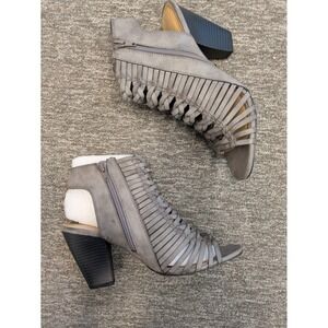 NEW Dollhouse Papaw Caged Booties Women's 10 Medium Grey Open Toe